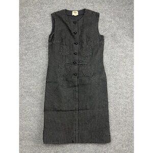 Vintage Lanz Original Dress Womens Medium Black White Sleeveless Button Front